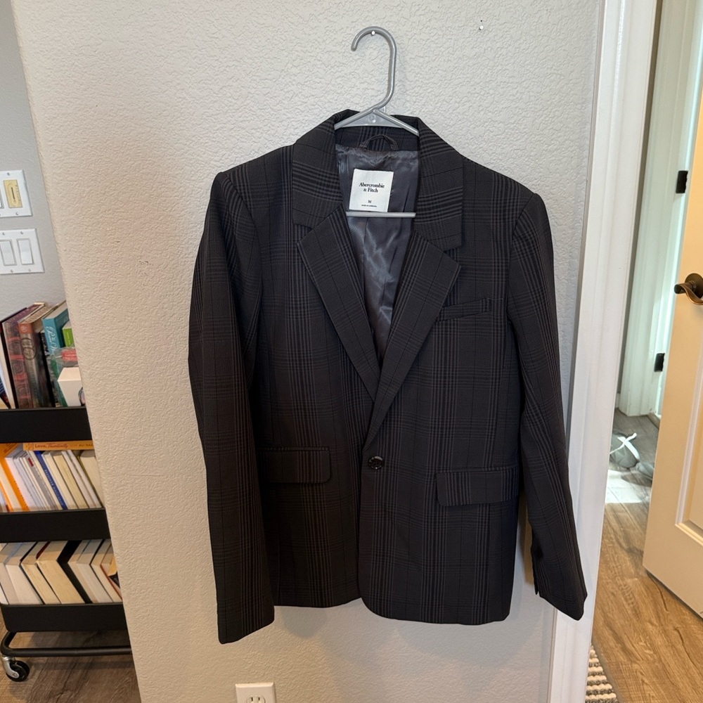 Abercrombie & Fitch Black Plaid Blazer